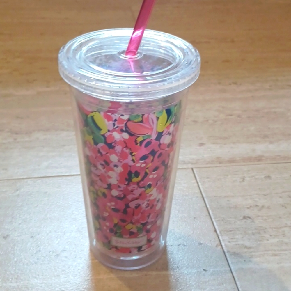 Lilly Pulitzer Floral Travel Mug with Straw